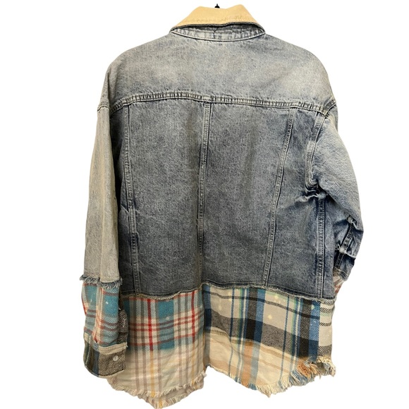 FREE PEOPLE DENIM AND PLAID JACKET M/L - Picture 4 of 5
